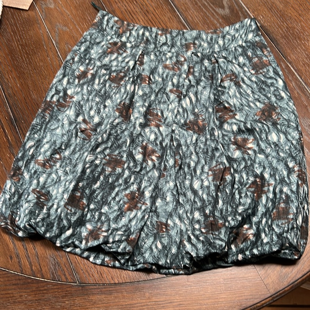Banana Republic Silk Bubble Skirt Blue Brown 2